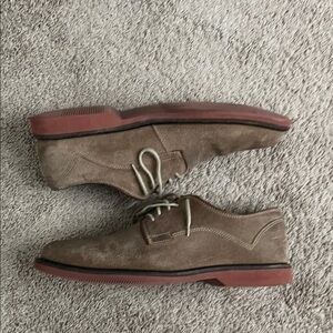 1901 Taupe Suede Oxfords with Red Soles